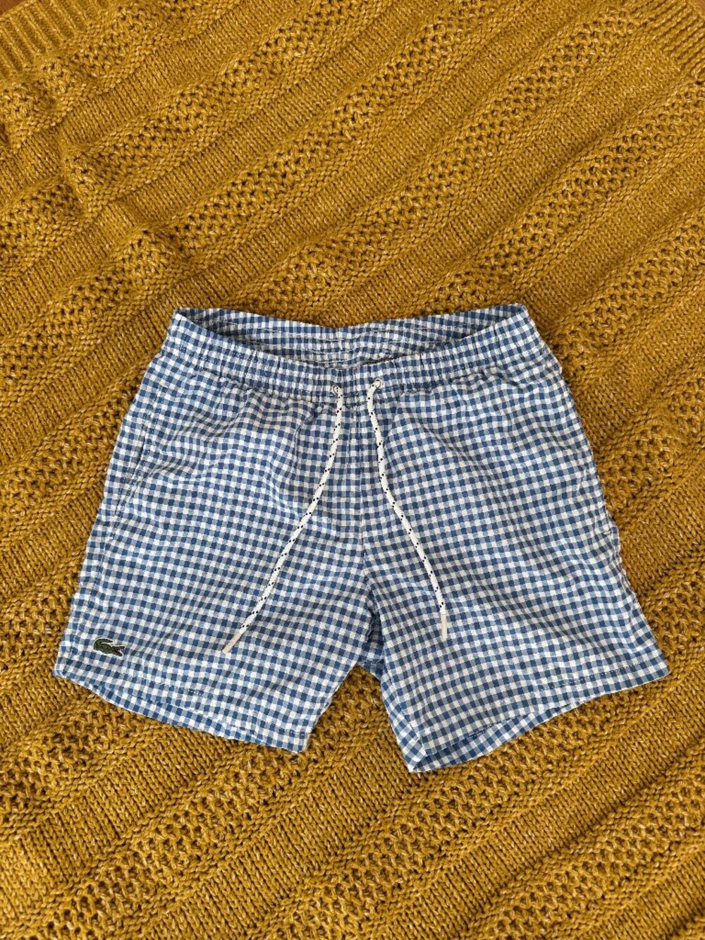 Lacoste Swim Trunks Mens S Gingham Seersucker